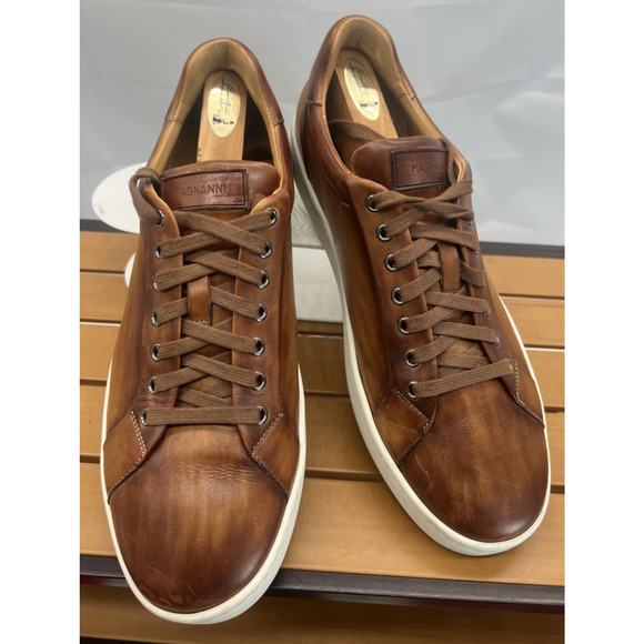 MAGNANNI Amadeo Burnished Leather Low-Top Sneakers Men\'s Shoes Size 9.5 main image 8
